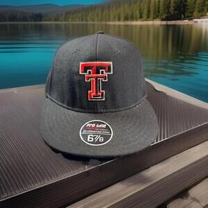 Texas Tech The Game Pro Line Fitted Hat Black Size 6 7/8 Embroidered Logo
